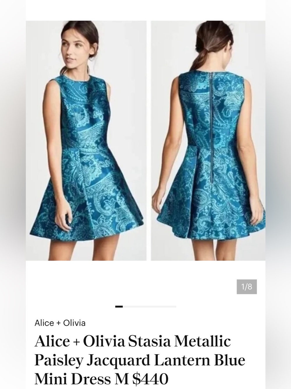 Alice + Olivia Teal Paisley Jacquard Fit & Flare Dress